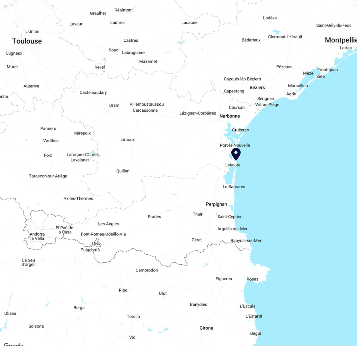 Carte du littoral près de Leucate